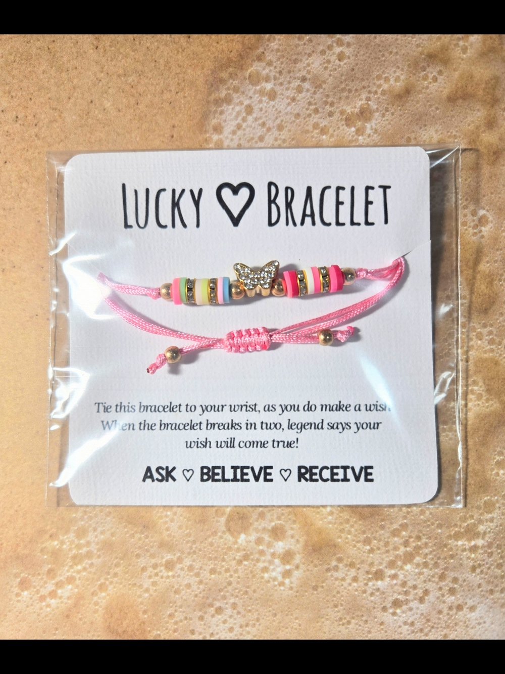 Lucky Heart Pink Beaded Bracelet Set